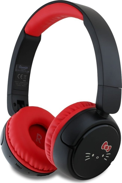 Слушалки Bluetooth Hello Kitty HKOBHV6ROKFR, безжични, со микрофон, црни со црвено