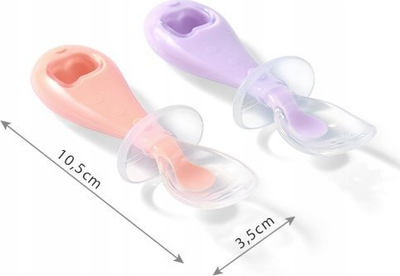 Lugë silikoni për bebe BabyOno 784, set 2 copë, 6m+, rozë vjollcë