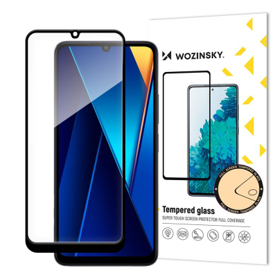 Mbrotës ekrani xhami Wozinsky Full Glue për Xiaomi POCO C65 Redmi 13C, 9H, me kornizë, i zi
