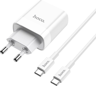 Set karikuesish Hoco C80A, 1 USB-A, 1 USB-C, 3A, i bardhë