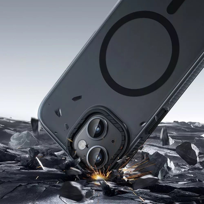 Mbrojtëse telefoni Hoco AS2 për iPhone 15 Plus, me MagSafe, plastike matte, e zezë