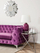 Divan treshe Beliani Sotra, kadife, stil chesterfield, vjollcë