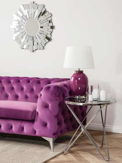 Divan treshe Beliani Sotra, kadife, stil chesterfield, vjollcë
