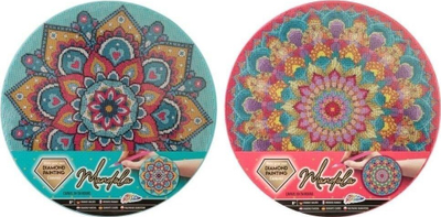 Set pikturimi me diamant Grafix Mandala Canvas, Ø30cm, për kalamaj nga 8 vjeç, rozë