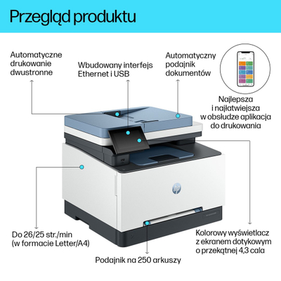 Мултифункционален печатач HP Color LaserJet Pro MFP 3302fdn, ласерски во боја, ADF, бел