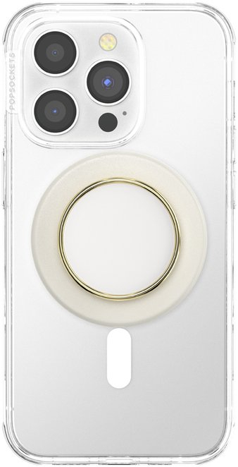 Аксесоар за телефон PopSockets Enamel Coconut Cream MagSafe PopGrip, магнетен, бел