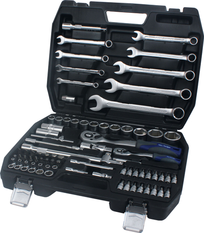 Set çelësa me gola Adler 3555.4, 82 pjesë, 1/4" dhe 1/2", në kofre plastike