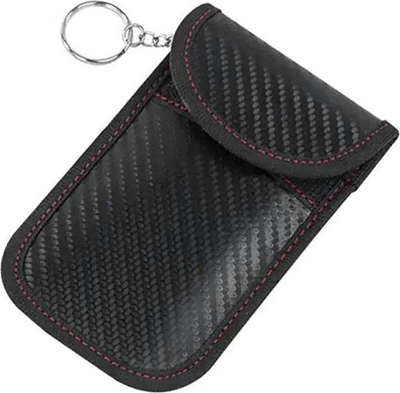 Mbajtëse mbrojtëse për kartë çelësi Keyless Renault Dacia, bllokim RFID, me karabinë, e zezë