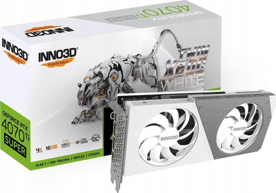 Kartë grafike Inno3D GeForce RTX 4070 SUPER Twin X2 OC, 12GB GDDR6X, e bardhë