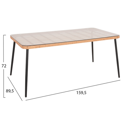 Tavolinë ngrënieje drejtkëndore Allegra 159,5×89,5×72 Hcm (HM5538.11), zezë