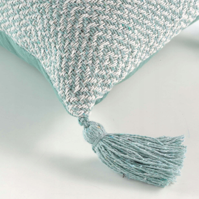 Jastëk dekorativ Louisette, 40x40cm, me pompone, jeshile sage