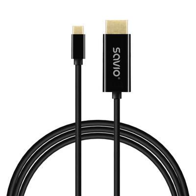 Kabllo USB C në HDMI Savio CL-191, 2 m, 4K, e zezë