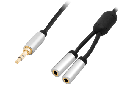 Kabllo ndarëse audio BLOW Premium, mini jack 3.5mm në 2x 3.5mm, 15cm, e zezë