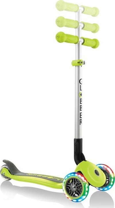 Trotinet për kalamaj Globber Primo Foldable Lights, 3 rrota, me drita LED, jeshil