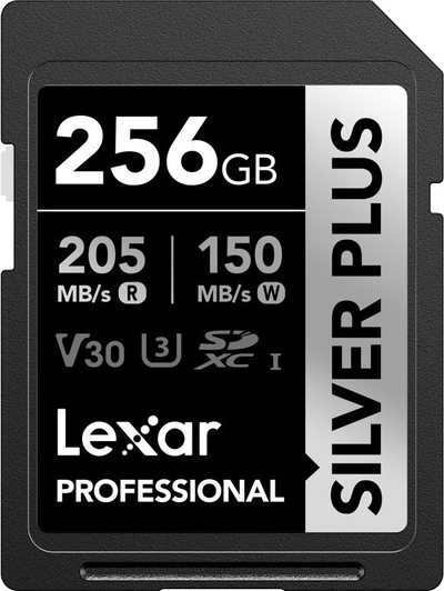Kartë memorie SD Lexar Professional Silver Plus, 256GB, UHS-I V30, e zezë