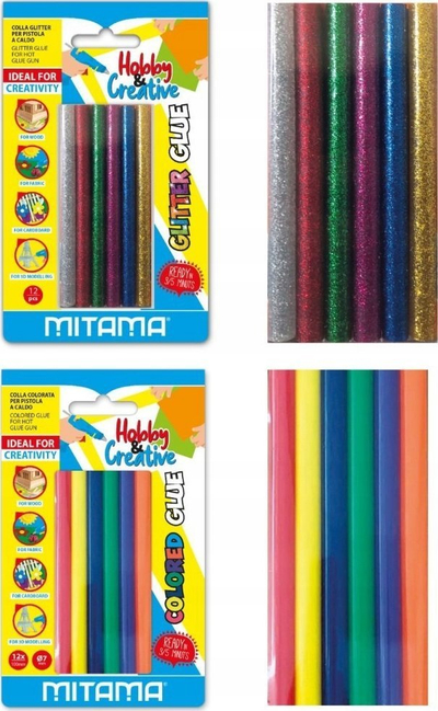Shkopinj ngjitësi me ngjyra Mitama Hobby and Creative 62842, 12 copë, për pistoletë ngjitëse të nxehtë, shumëngjyrëshe