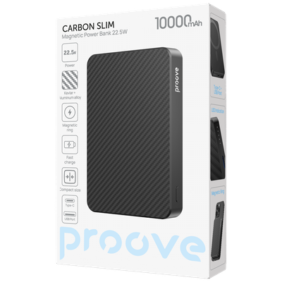 Powerbank Proove Carbon Slim MagSafe, 10000mAh, 22.5W, e zezë