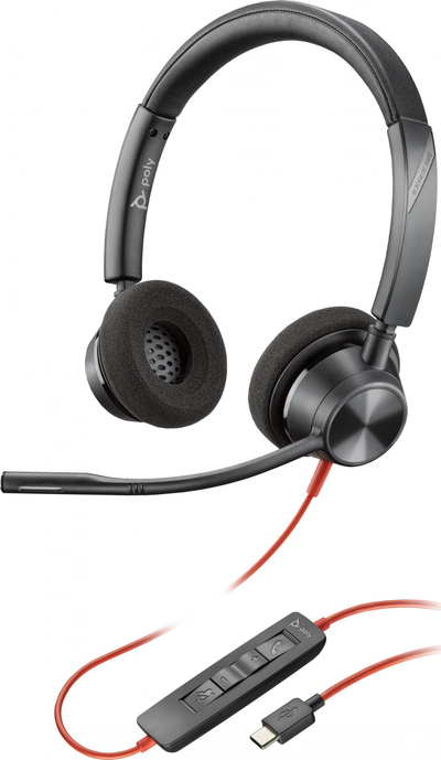 Kufje me mikrofon Poly Blackwire 3320, USB, mbi veshë, të zeza