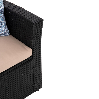 Set kopshti lounge 4-pjesësh Thore – 4 kolltukë & Tavolinë për kafe (HM5978), zezë/ bezhë