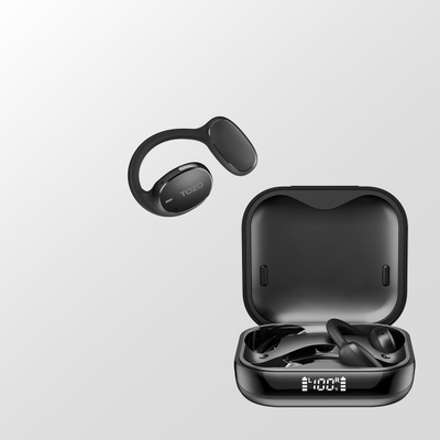 Спортски слушалки TOZO OpenEgo, True Wireless отворен тип, Bluetooth 5.3, со двоен микрофон, црни