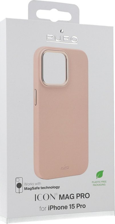Kapak telefoni Puro ICON Mag Pro për iPhone 15 Pro, silikon, puthit me MagSafe, rozë