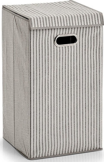 Shportë rrobash Zeller Stripes Laundry Bin, poliestër, me doreza alumini, gri