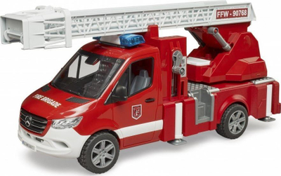 Kamion zjarfikës lodër Bruder Mercedes Benz Sprinter, me shkallë, drita dhe zë, i kuq