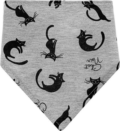 Shall bib për kalamaj Akuku Cats, pambuk 100%, me mace, gri
