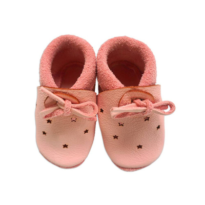 Këpucë bebe Baobaby Stars, lëkurë e butë, madhësia XS, rozë