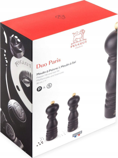 Сет мелници за сол и бибер Peugeot Paris U’Select, 18cm, буково дрво, чоколадо
