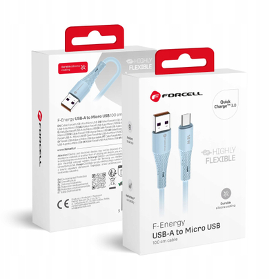 Kabllo USB Forcell F ENERGY C341, USB A në Micro USB, 1 m, 18W, blu