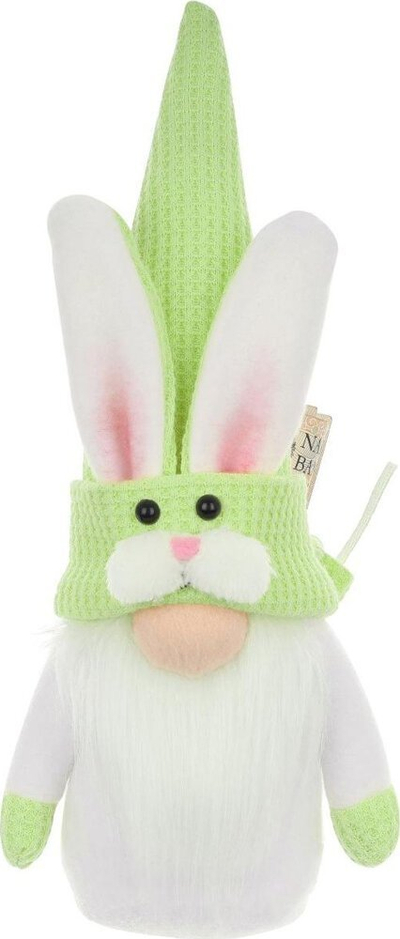 Figurë dekorative Saska Green Gnome Bunny, 20cm, për pranverë, jeshile me të bardhë