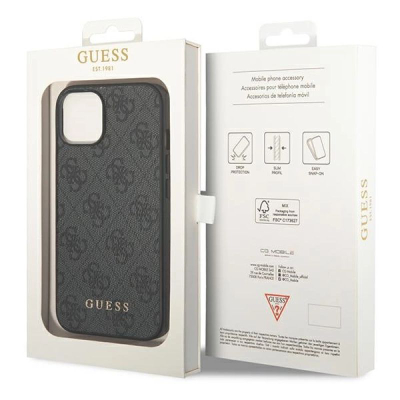 Mbulesë telefoni Guess 4G Logo për iPhone 14 Plus 6.7", plastike, gri e errët