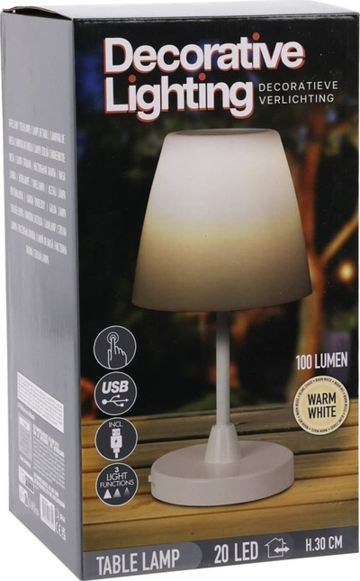 Lampë tavoline H&amp;S Collection LED, 20 LED, rikarikueshme me USB, e bardhë