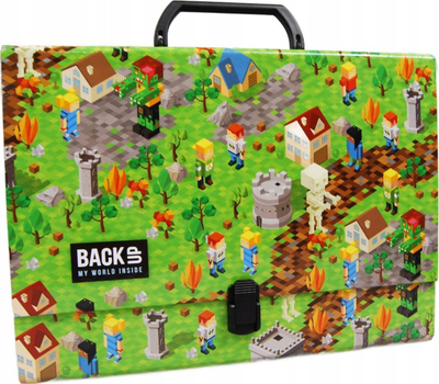 Dosje portofol A4 BackUp Pixel City KIDEA, karton i fortë, me dorëz, me shum ngjyra