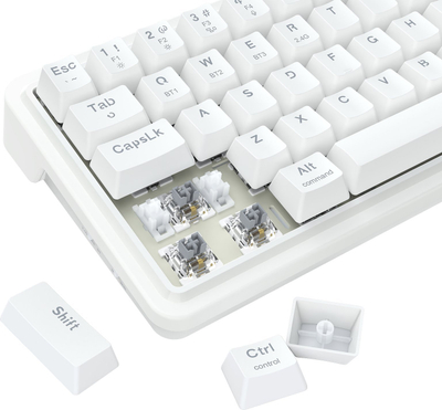 Механичка тастатура Redragon K730W RGB Pro Draconic V2, 61 копче, безжична, бела