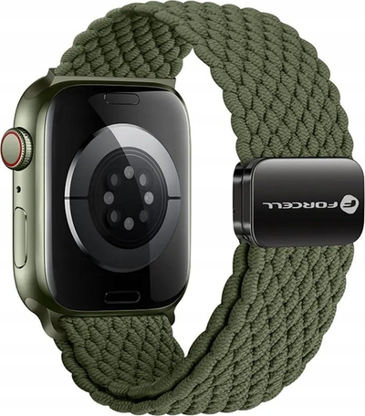 Rrip ore FORCELL F-Design FA02 për Apple Watch 38 40 41mm, najlon, mbyllje me magnet, jeshile ulliri e errët