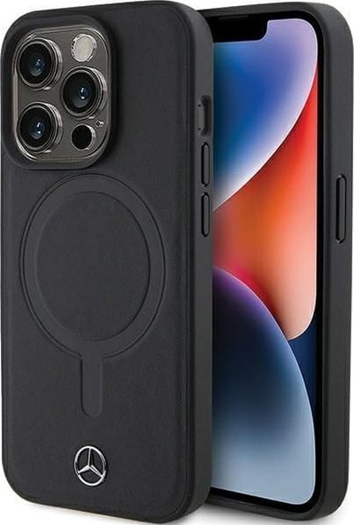 Mbulesë telefoni Mercedes MEHMP15X23RCMK për iPhone 15 Pro Max, lëkurë ekologjike Smooth, MagSafe, e zezë