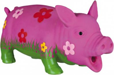 Lodër për qen Trixie Pig in Flowers, latex, 20 cm, me zë natyral
