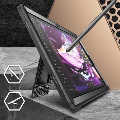 Mbulesë SUPCASE Unicorn Beetle Pro për Samsung Galaxy Tab A11 Plus, me kënd mbajtjeje, me mbrojtës ekrani, e zezë