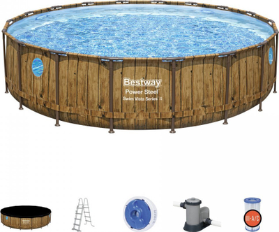 Pishinë kornizë Bestway 15in1, 549x122cm, set me aksesorë, gri