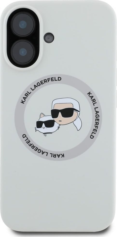 Kuti mbrojtëse Karl Lagerfeld KLHMP16SSKCHTCE për iPhone 16 6.1", silikon liquid, MagSafe, bezhë