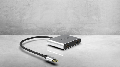 Adapter USB C Inca ITPC-4, 2x HDMI 4K 30Hz, USB A, USB C, gri