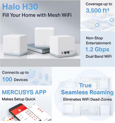 Sistem Mesh Wi-Fi Mercusys Halo S12, AC1300, set 3 pjesë, i bardhë