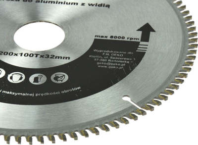 Кружен нож Геко Carbide Tipped 200mm, 100 заби, дупка 32mm, со сет редуктори