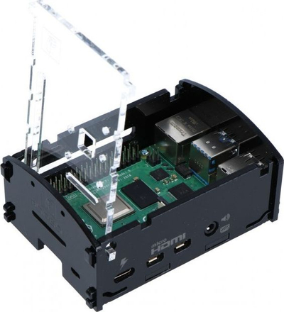 Кутија PLEXIGLAS Forbot Raspberry Pi 4B, 90 x 65 x 40mm, црна транспарентна