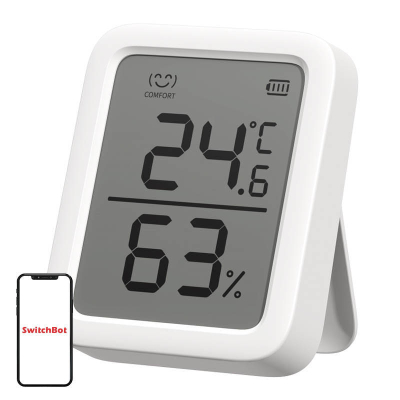 Termometër dhe higrometër i brendshëm SwitchBot Thermometer Hygrometer Plus, ekran 3", Bluetooth, i bardhë