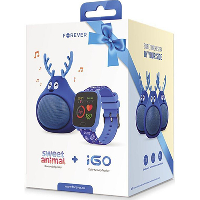 Set orë e mençur + altoparlant Forever FOREVER IGO 2 JW-150 SMART WATCH SET AND ABS-100 SPEAKER, kaltër
