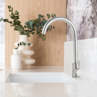Rubinet kuzhine Sourcing Kitchen Mixer L-4087, gryke e lartë, çelik inox, argjendtë