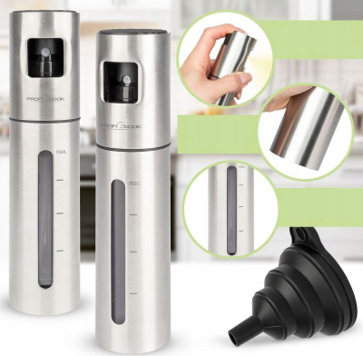 Sprucues vaji dhe uthulle Profi Cook PC-EOS 1270, set 2 copë, 100ml, çelik inox argjendtë